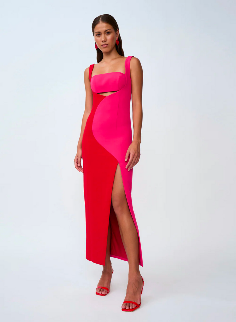 by johnny dress pink Elara Curve Structure Midi Dress, Pink / 6/XS