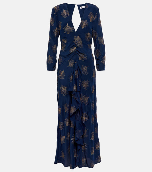 Rixo- Glitter Feather Midnight Dress