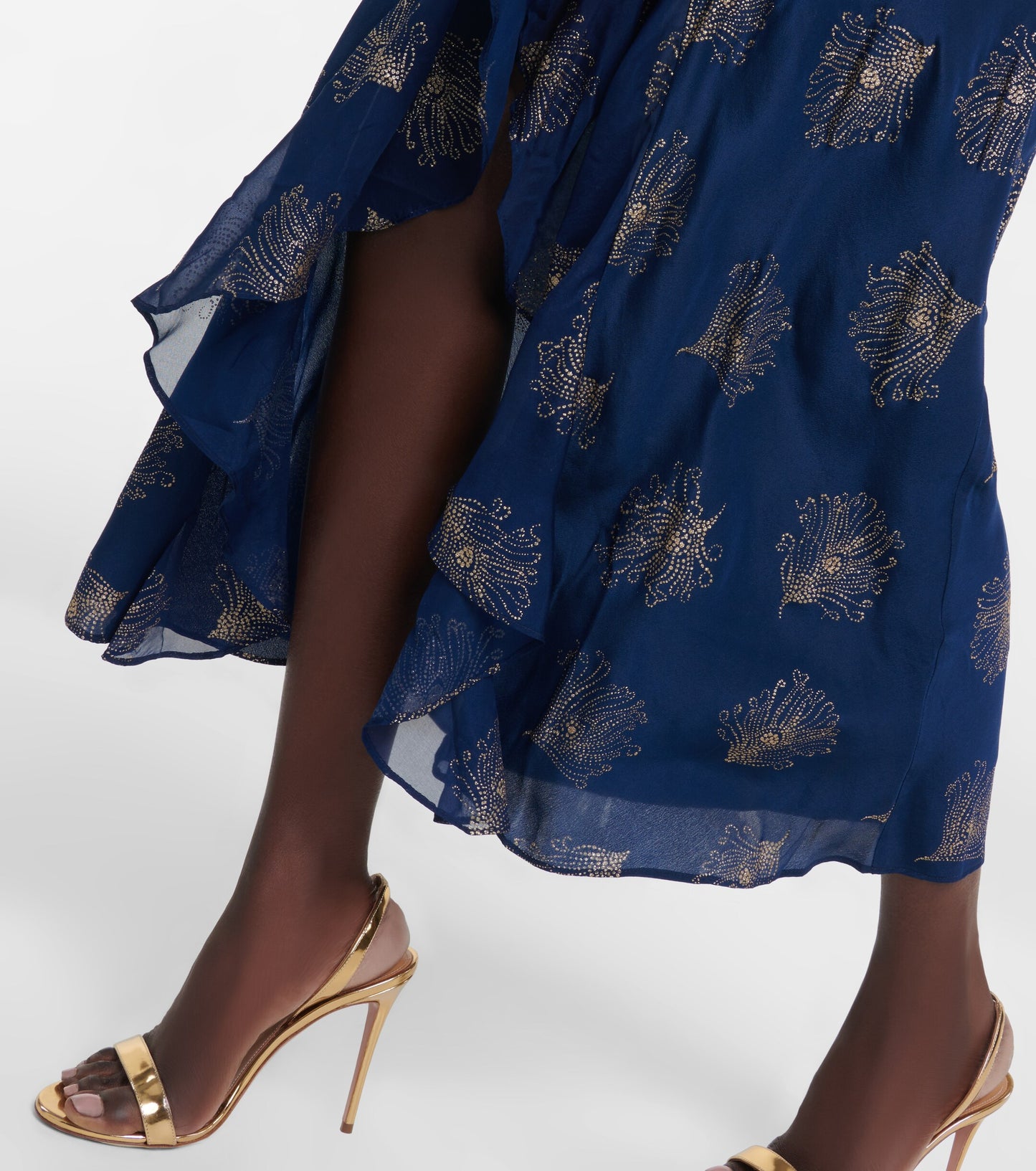 Rixo- Glitter Feather Midnight Dress