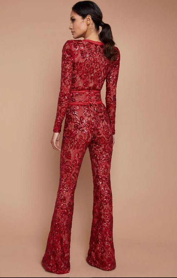 Nadine Merabi- Bella Playsuit (Red)
