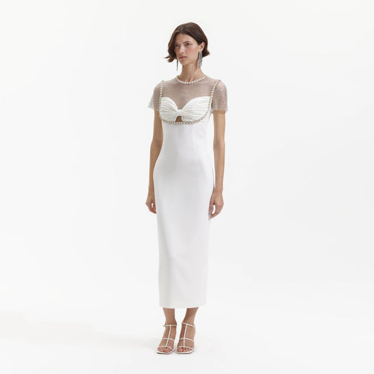 Self-Portrait Diamanté Crepe Midi Dress