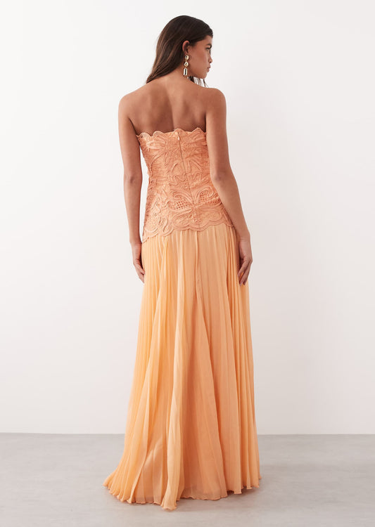 Arrange- Orange cutwork bandeau maxi dress