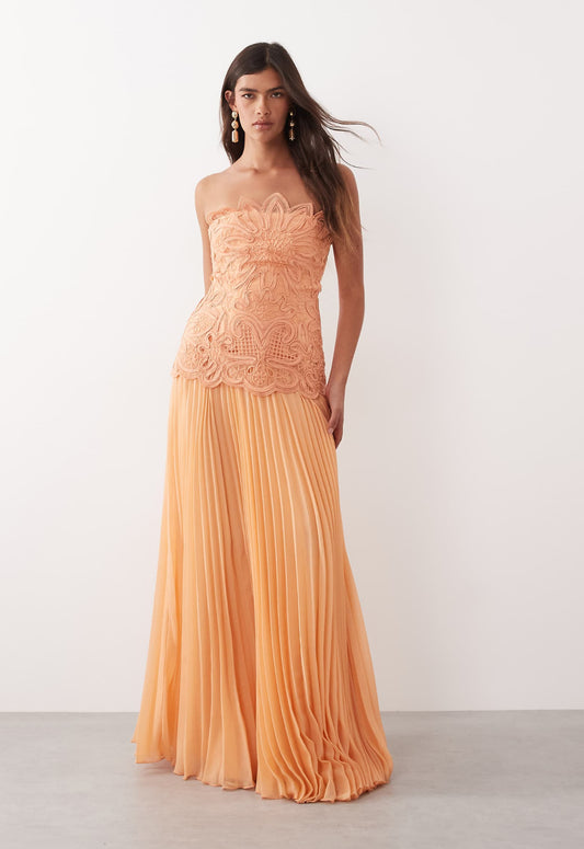 Arrange- Orange cutwork bandeau maxi dress