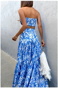 Runaway the Label - Moscato Skirt & Top Blue Palms
