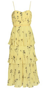 Self-Portrait yellow floral-print tiered midi dress