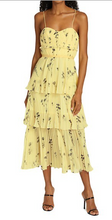 Load image into Gallery viewer, Self-Portrait yellow floral-print tiered midi dress
