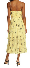 Load image into Gallery viewer, Self-Portrait yellow floral-print tiered midi dress

